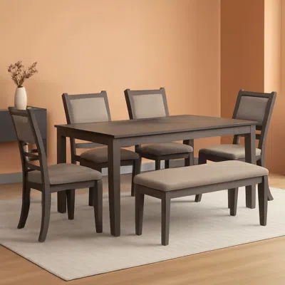Shipitfurniture Diamond Patterned Dining Table Set Grey Walnut Stain
