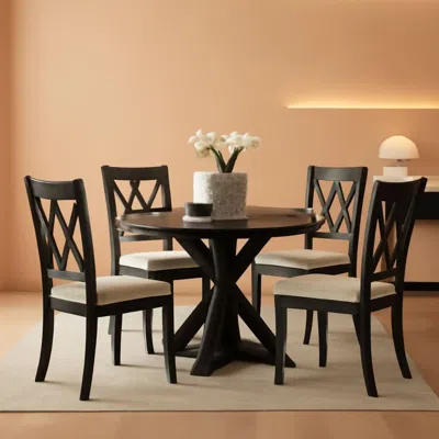 Shipitfurniture Ebony Five Piece Cross Buck Timbercrafted Dining Set
