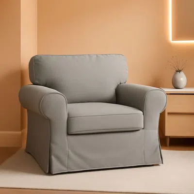 Shipitfurniture Ektorp Armchair Slipcover Cotton Grey Replacement For Ikea