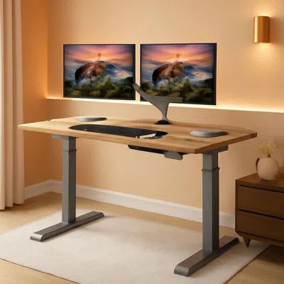 Shipitfurniture Electric Height Adjustable Standing Desk 54 By 26 Inches Reclaimed Wood