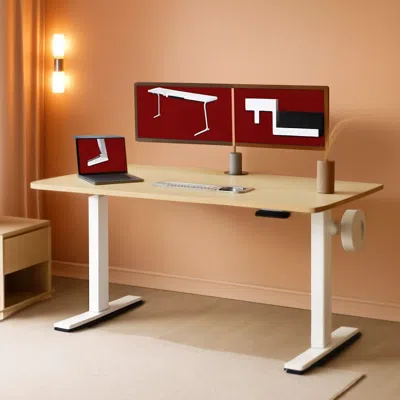 Shipitfurniture Electric Height Adjustable Standing Desk 79x32 White In Brown
