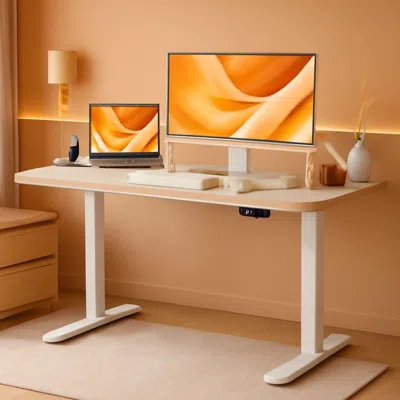 Shipitfurniture Electric Standing Desk 48x24 Inches White Height Adjustable In Brown