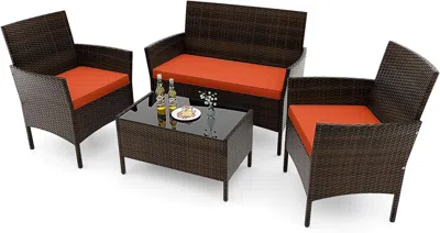 Shipitfurniture Elegant Rattan Patio Furniture Set With Cushions And Table