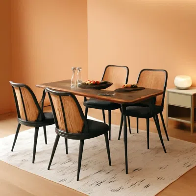 Shipitfurniture Elegant Walnut Finish 47 Inches Dining Table Set Four