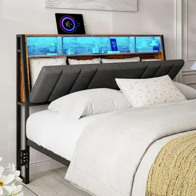 Shipitfurniture Ergonomic Queen Size Headboard With Led Lights Storage