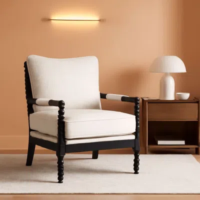 Shipitfurniture European Linen Spindle Armchairs Set Pair Cushions