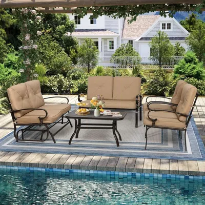 Shipitfurniture Five Piece Outdoor Metal Patio Furniture Conversation Set