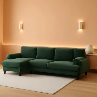 Shipitfurniture Forest Green 110 Inch U Shape Sectional Couch Double Chaise