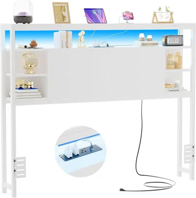 Shipitfurniture Full Size Headboard With Storage Rgb Led Lighting
