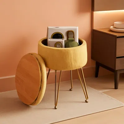 Shipitfurniture Ginger Velvet Storage Ottoman With Generous Capacity