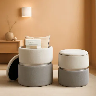 Shipitfurniture Gray Nesting Storage Ottomans With Hidden Capacity