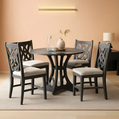 Shipitfurniture Gray Round Shaped Retro Antiqued Dining Table Curved Legs