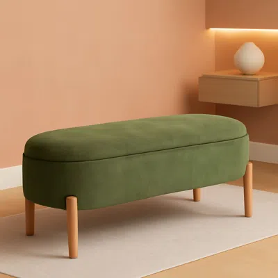 Shipitfurniture Green Oversized Storage Solution Bench Ottoman Bedroom