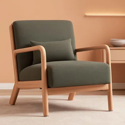 Shipitfurniture Green Upholstered Mid Century Modern Accent Armchair