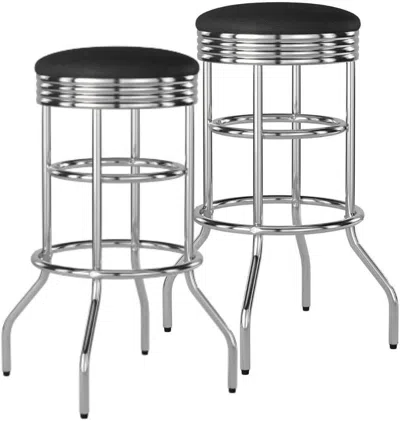 Shipitfurniture Heavy Duty Backless Swivel Bar Stools With Faux Leather In Gray