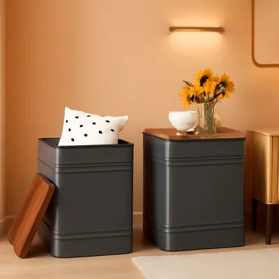 Shipitfurniture Industrial Black Storage Ottoman With Removable Lid