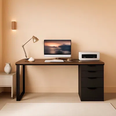 Shipitfurniture Industrial Rustic Brown Forty Seven Inch Computer Desk Storage