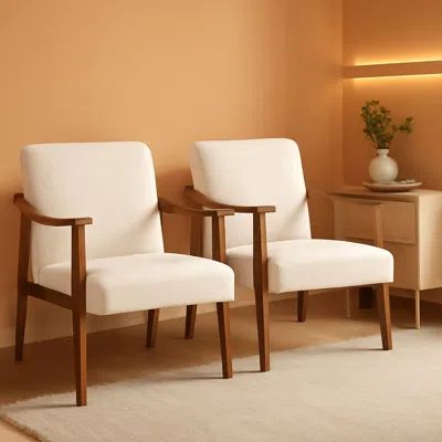 Shipitfurniture Ivory Professionally Upholstered Fabric Armchair High Back