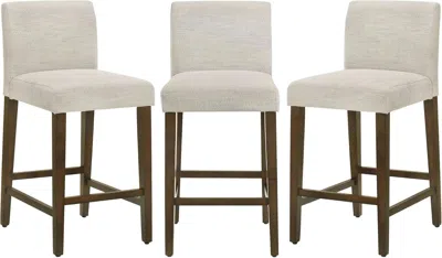 Shipitfurniture Ivory Upholstered Counter Height Bar Stools Set Of Three In Multi