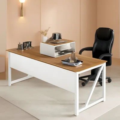 Shipitfurniture L Shaped Desk Walnut Sixty Three Inch Executive Desk