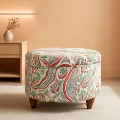 Shipitfurniture Large Upholstered Round Storage Ottoman Living Room