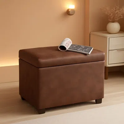Shipitfurniture Leather Storage Ottoman Bench 24 Inches Rectangular
