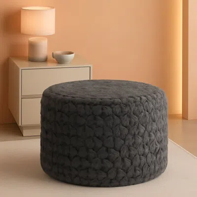 Shipitfurniture Luxuriously Round Pouf Ottoman 20x20 Grey Footrest