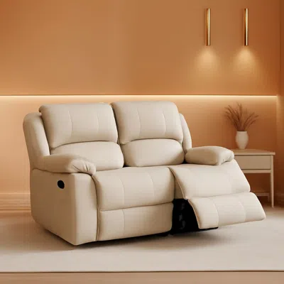 Shipitfurniture Manual Leather Loveseat Recliner Sofa With Pockets