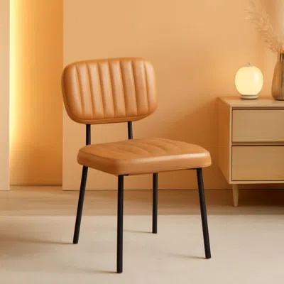 Shipitfurniture Mid Century Dining Chairs 6 Upholstered Brown Faux Leather