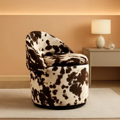 Shipitfurniture Milk Cow Velvet Upholstered Vanity Chair Storage Swivel
