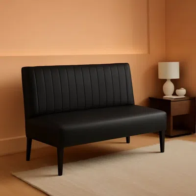 Shipitfurniture Mini Black Leather Loveseat Sofa With Usb Ports