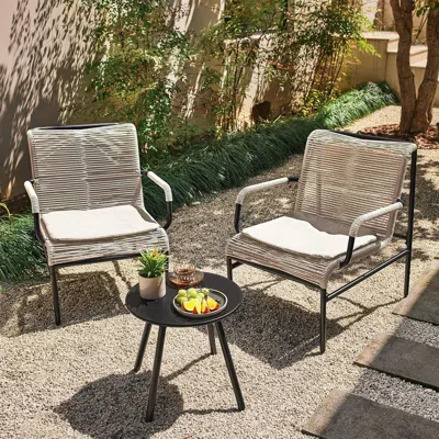 Shipitfurniture Modern 3-piece Outdoor Bistro Set With Wide Chairs