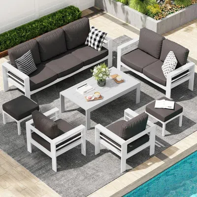 Shipitfurniture Modern Aluminum Patio Furniture Set With Cushions And Table