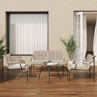 Shipitfurniture Modern Four Piece Patio Furniture Set For Outdoor Spaces