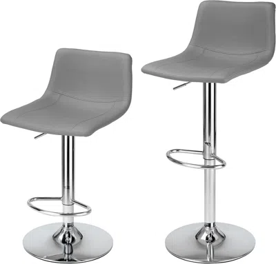 Shipitfurniture Modern Grey Pu Leather Swivel Bar Stools Set