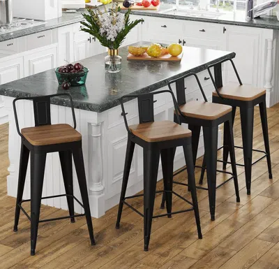 Shipitfurniture Modern Stackable Metal Bar Stools Set Of Four