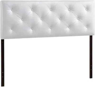 Shipitfurniture Modern White Faux Leather King Headboard With Buttons