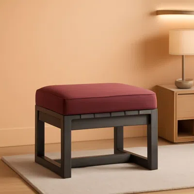 Shipitfurniture Natural Cedar Outdoor Ottomans With Removable Cushions