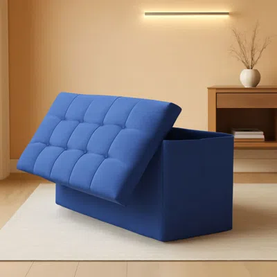 Shipitfurniture Navy Blue Folding Storage Ottoman Organizer 43inch
