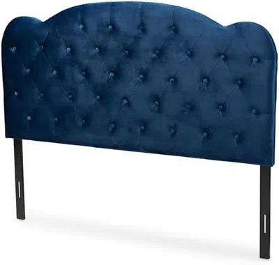 Shipitfurniture Navy Blue Velvet Upholstered Queen Size Headboard Modern Design