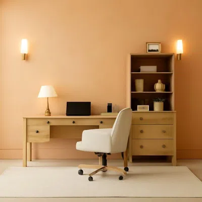 Shipitfurniture Oakwood Finish 56-inch Executive Desk With Usb Charging