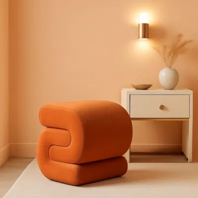 Shipitfurniture Orange Contemporary Premium S Shape Ottoman Footstool
