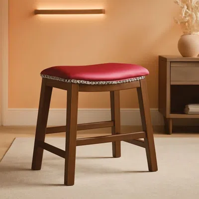 Shipitfurniture Ordway Saddle Seat Bar Stool Dining Height 19 Inch Red