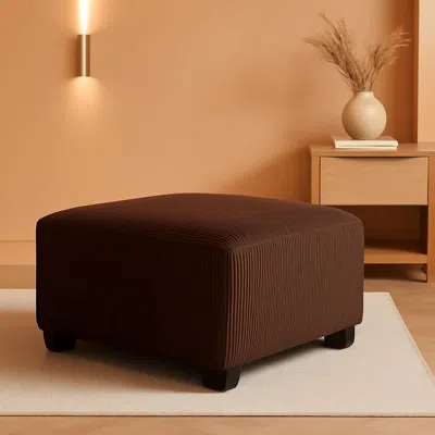 Shipitfurniture Ottoman Dark Brown Textured Stripe Statement Piece