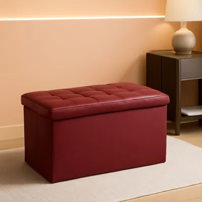 Shipitfurniture Ottoman Storage Bench 30x15x15 Inches Burgundy Leather