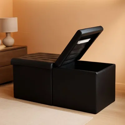 Shipitfurniture Ottoman With Premium Black Storage 34 Inch Dimension
