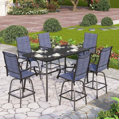 Shipitfurniture Outdoor Bar Set With Swivel Stools For Patio
