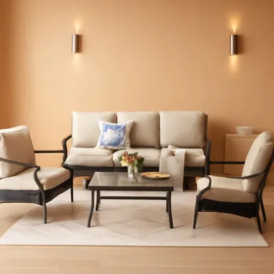 Shipitfurniture Outdoor Patio Conversation Set Wicker Waterproof Cushions