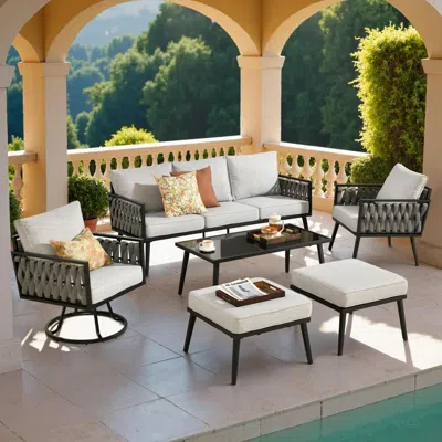 Shipitfurniture Outdoor Patio Furniture Set With Swivel Chair And Table