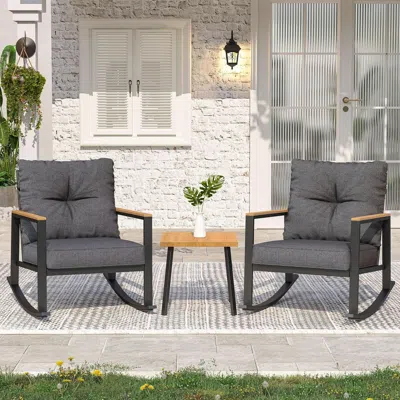 Shipitfurniture Outdoor Rocking Bistro Set With Thick Cushions